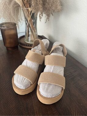 Beige Strappy Platform Sandals